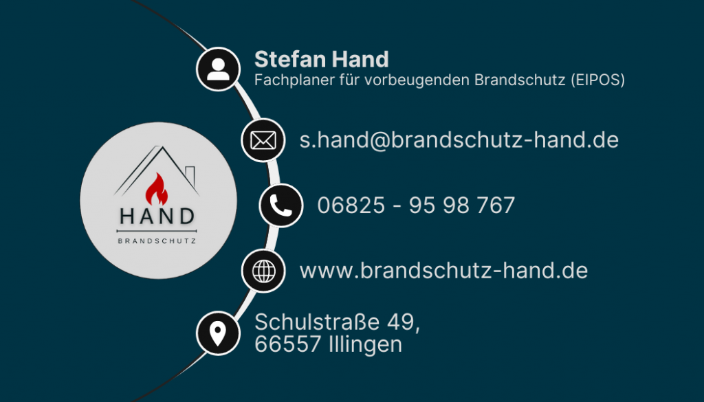 Brandschutznachweis; Brandschutzkonzept; Saarland; Illingen; Stefan Hand; Brandschutz Hand; Brandschutznachweis; Baubegleitung; Flucht- und Rettungspläne; Saarland; Rheinland-Pfalz; Feuerwehrpläne; Brandschutzkonzept; Kontakt; Brandschutz Saarland